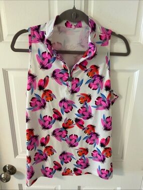 Tzu Tzu Sport Tabitha Flutter Sleeveless Golf Top Size XL